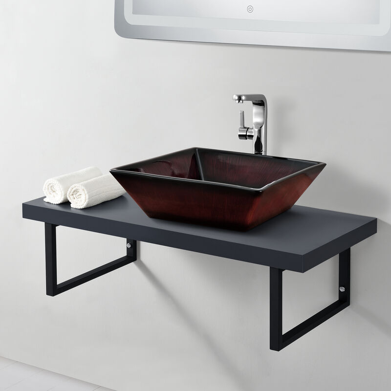 

Encimera de Lavabo - 100 x 45 x 30 cm - Toallero - Estante de Baño - Tablero de Pared para Lavabo con Soporte de Metal - Mueble de Baño - Gris oscuro