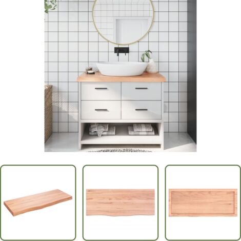 Encimera de madera -  Encimera baño madera maciza tratada marrón claro 100x40x(2-6)cm