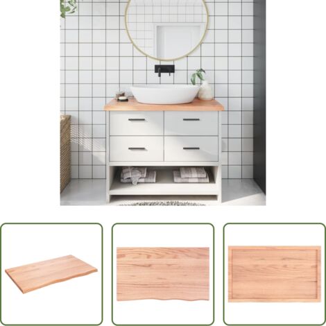 Encimera de madera -  Encimera baño madera maciza tratada marrón claro 100x60x(2-4)cm