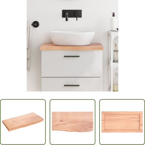 Encimera de madera -  Encimera baño madera maciza tratada marrón claro 60x30x(2-4) cm