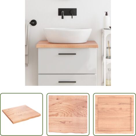 Encimera de madera -  Encimera baño madera maciza tratada marrón claro 60x60x(2-4) cm