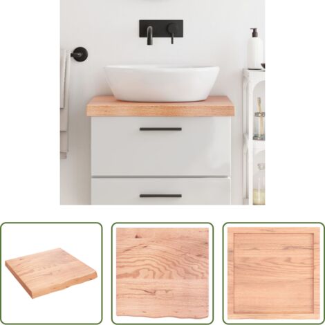 Encimera de madera -  Encimera baño madera maciza tratada marrón claro 60x60x(2-6) cm