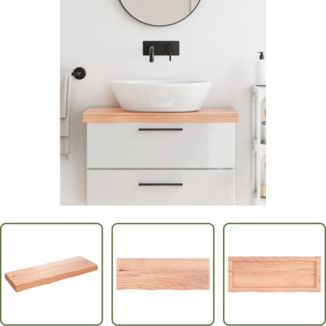 Encimera de madera -  Encimera baño madera maciza tratada marrón claro 80x30x(2-6) cm