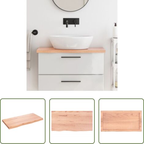 Encimera de madera -  Encimera baño madera maciza tratada marrón claro 80x40x(2-4) cm