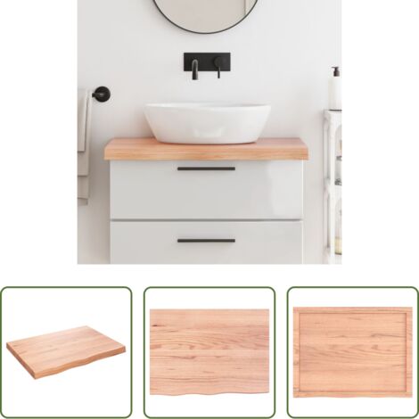 Encimera de madera -  Encimera baño madera maciza tratada marrón claro 80x60x(2-6) cm