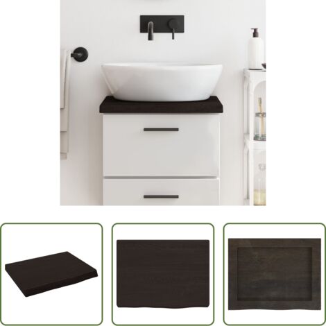 Encimera de madera -  Encimera baño madera maciza tratada marrón oscuro 40x30x(2-4)cm