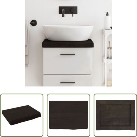 Encimera de madera -  Encimera baño madera maciza tratada marrón oscuro 40x30x(2-6)cm