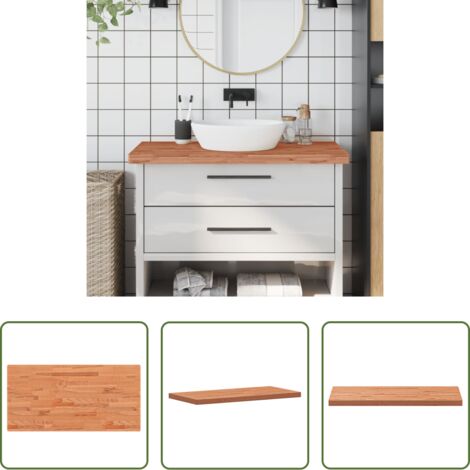 Encimera de madera -  Encimera de baño madera maciza de haya 100x50x4 cm