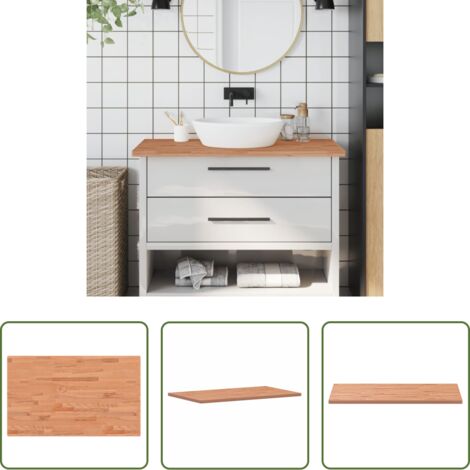 Encimera de madera -  Encimera de baño madera maciza de haya 100x60x2,5 cm