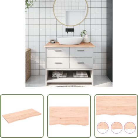 Encimera de madera -  Encimera de baño madera maciza sin tratar 100x50x2 cm