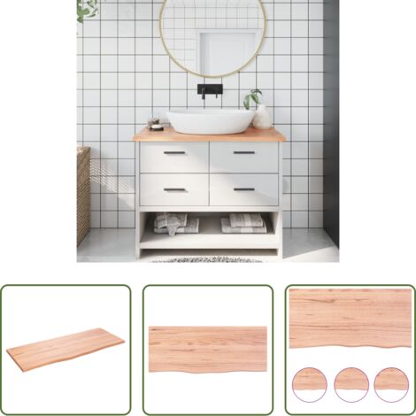 Encimera de madera -  Encimera de baño madera maciza tratada marrón claro 100x40x2 cm