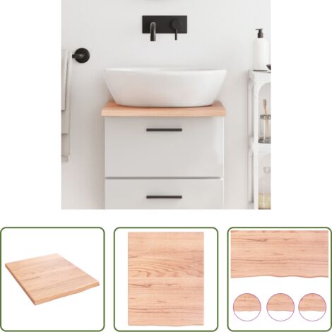 Encimera de madera -  Encimera de baño madera maciza tratada marrón claro 40x50x2 cm