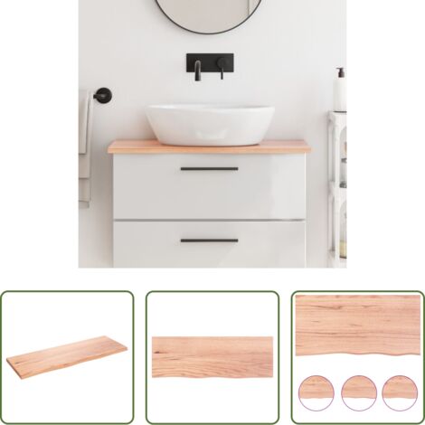 Encimera de madera -  Encimera de baño madera maciza tratada marrón claro 80x30x2 cm