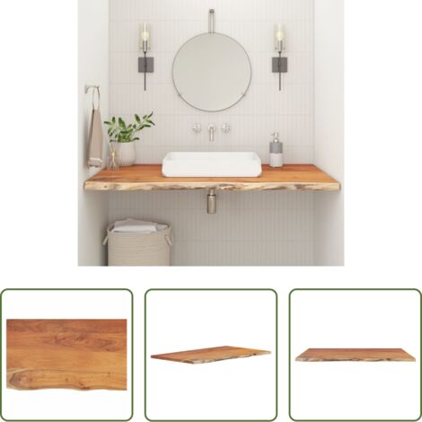 Encimera de madera -  Encimera de baño rectangular madera maciza acacia 110x60x3,8 cm