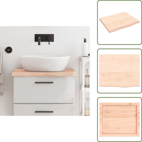 Encimera de madera - vidaXL Encimera de baño madera maciza sin tratar 60x50x(2-4) cm - Encimera de tocador