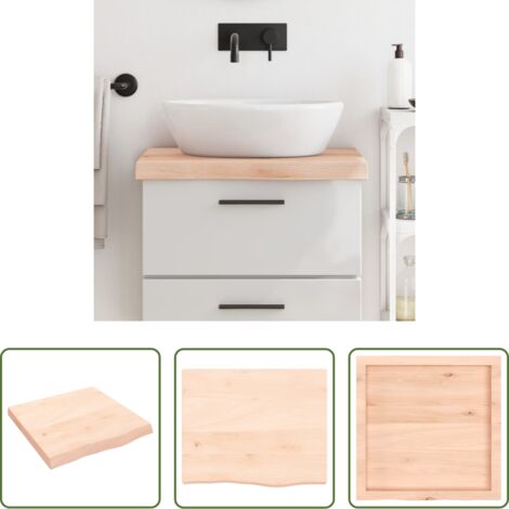 Encimera de roble -  Encimera de baño madera maciza sin tratar 60x60x(2-6) cm