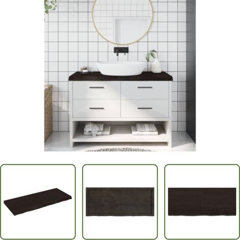 Encimera de roble -  Encimera de baño madera tratada marrón oscuro 120x50x(2-6) cm