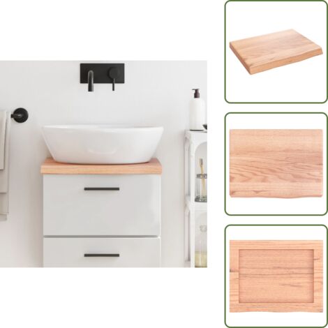 Encimera de roble - vidaXL Encimera baño madera maciza tratada marrón claro 40x30x(2-4) cm - Encimera de tocador
