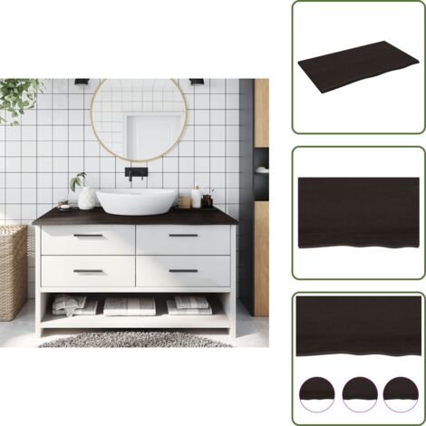 Encimera de roble - vidaXL Encimera baño madera maciza tratada marrón oscuro 100x60x2 cm - Encimera de tocador