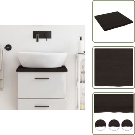 Encimera de roble - vidaXL Encimera baño madera maciza tratada marrón oscuro 40x40x2 cm - Encimera de tocador