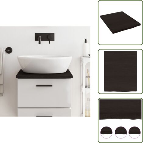 Encimera de roble - vidaXL Encimera baño madera maciza tratada marrón oscuro 40x50x2 cm - Encimera de tocador