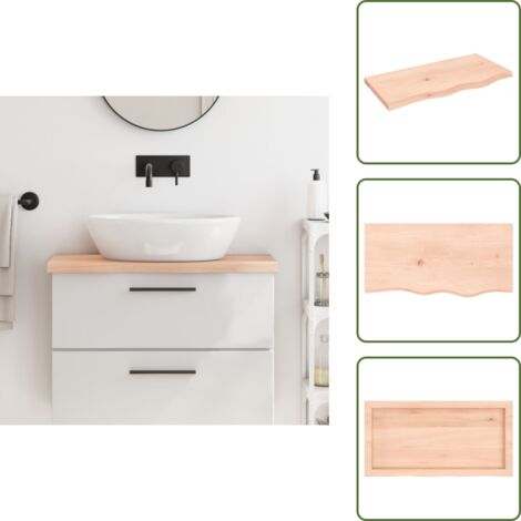 Encimera de roble - vidaXL Encimera de baño madera maciza sin tratar 80x40x(2-4) cm - Encimera natural