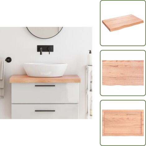 Encimera de tocador - vidaXL Encimera baño madera maciza tratada marrón claro 80x50x(2-6) cm - Encimera de armario