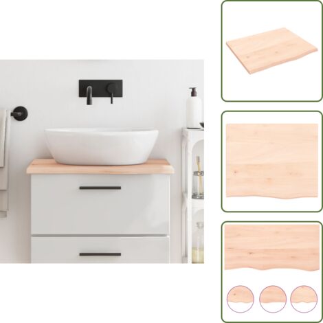 Encimera de tocador - vidaXL Encimera de baño madera maciza sin tratar 60x40x6 cm - Encimera de armario