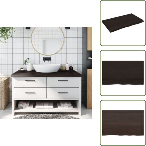 Encimera de tocador - vidaXL Encimera de baño madera tratada marrón oscuro 100x60x(2-6) cm - Encimera de armario
