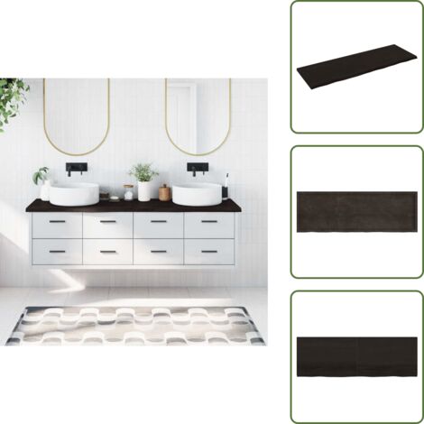 Encimera de tocador - vidaXL Encimera de baño madera tratada marrón oscuro 180x60x(2-4) cm - Encimera de armario