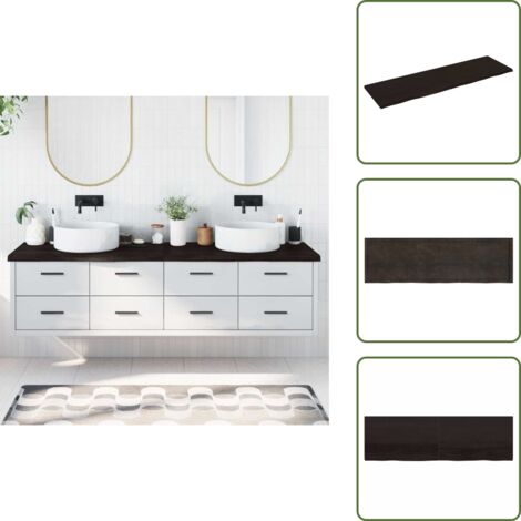 Encimera de tocador - vidaXL Encimera de baño madera tratada marrón oscuro 200x60x(2-4) cm - Encimera de armario