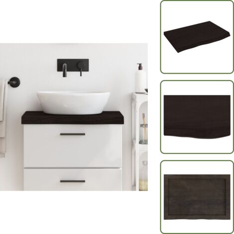 Encimera de tocador - vidaXL Encimera de baño madera tratada marrón oscuro 60x40x(2-6) cm - Encimera de armario