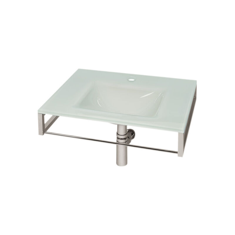 

Encimera de vidrio con válvula, sifón y soporte en color Blanco CEN-203