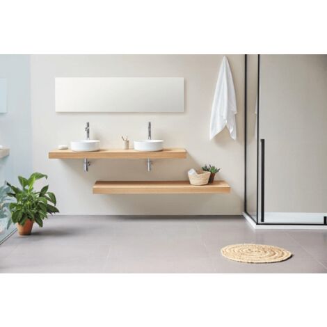 Encimera Baño Madera Suspendida | Encimera Flotante para Lavabos sobre  Encimera Baños | Fondo (46cm o 40cm) | Espesor 8cm | 120 cm., Roble Natural