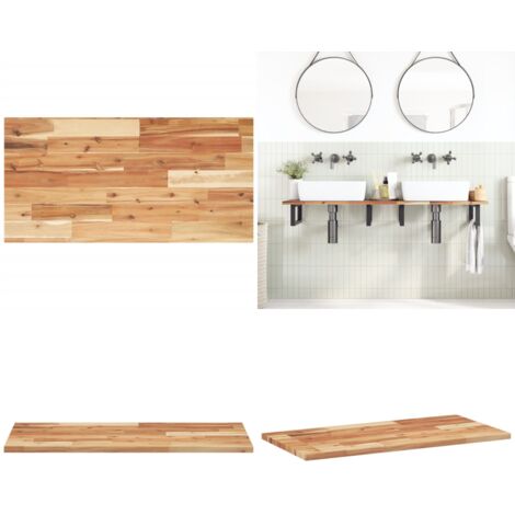 Encimera tocador baño madera acacia acabado aceite 120x40x2 cm - Madera de acacia - Acabado al aceite