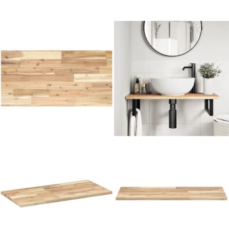 Encimera tocador baño madera maciza acacia sin tratar 60x40x2cm - Madera maciza - Acacia