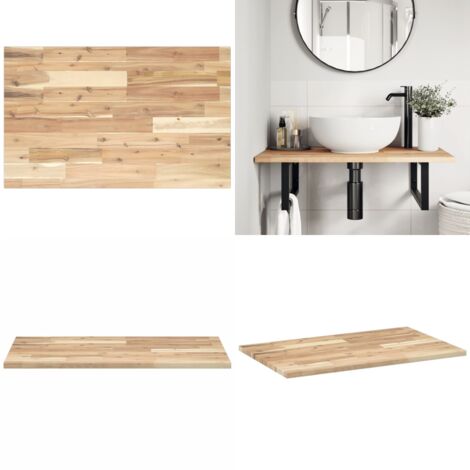 Encimera tocador baño madera maciza acacia sin tratar 80x50x2cm - Madera maciza - Acacia