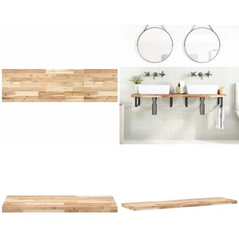 Encimera tocador de baño madera acacia sin tratar 140x40x4 cm - Madera de acacia - Encimera de tocador