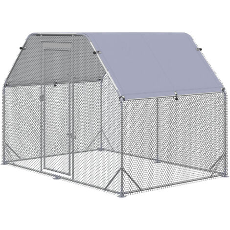 Enclos à poules avec bâche de protection pour 4-6 poules en acier, 280x190x195 cm