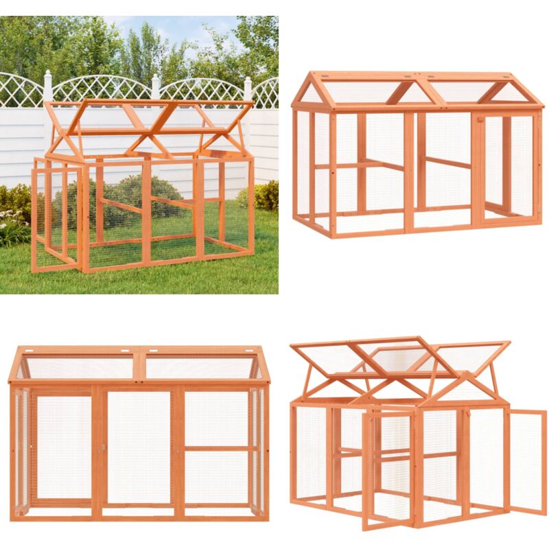 Vidaxl - Enclos animaux marron 141x94x104 cm bois massif de pin - Enclos Animal - Cage Animal - Abri Animal - Espace Extérieur Animal - Voliére