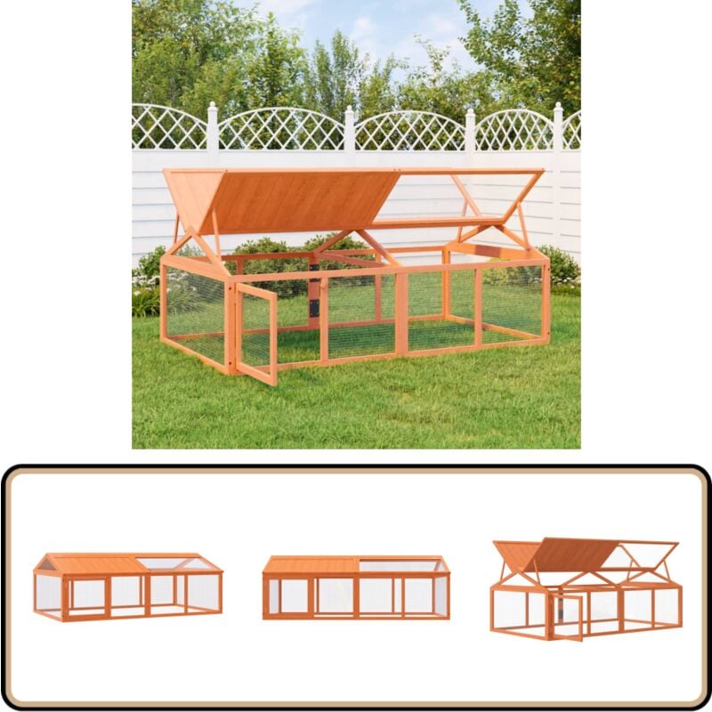 Vidaxl - Enclos animaux marron 200x112,5x74 cm bois massif de pin - Enclos Animal - Abri Animal - Cage Petit Animal - Voliére Extérieur - Espace Jeu