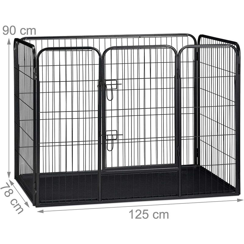 Enclos cage pour chien avec sol 90 x 125 x 78 cm noir - Noir