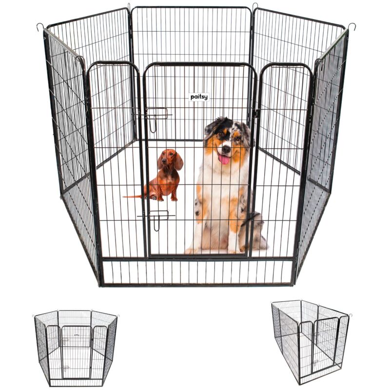 Paitsy - Parc Enclos pour chien chiot et lapin GARDEO100x120x6, 6 panneaux 100x120cm, 2M2, modulable, intérieur et extérieur, pliable, garantie 5 ans