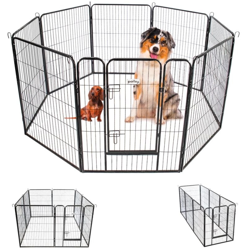 Paitsy - Parc Enclos pour chien chiot et lapin GARDEO80x100x8, 8 panneaux 80X100cm, 2,56M2, modulable, intérieur et extérieur, pliable, garantie 5 ans
