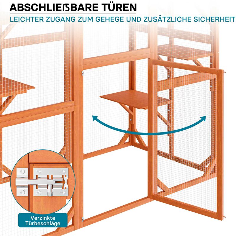 Enclos Exterieur Parc Pour Chat Resistant Aux Intemperies 180 X X 169 Cm Avec 6 Zones De Repos 522