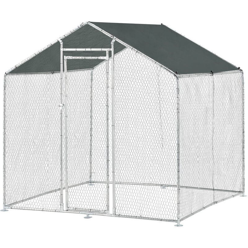 Pro.tec - Enclos Extérieur Wels Volière Acier Galvanisé 2 x 2 x 2 m Argent Vert Foncé [ ]