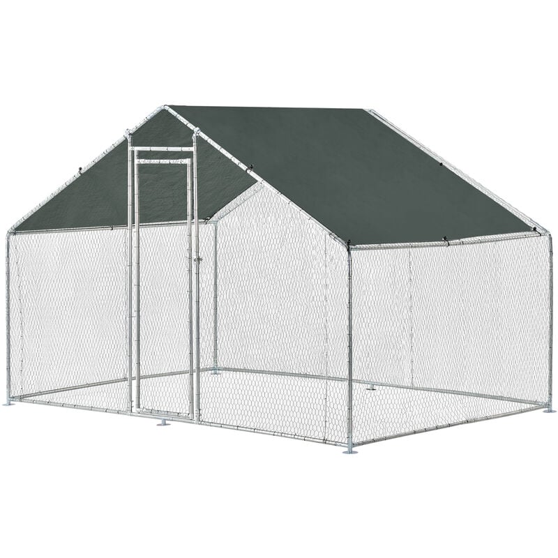 Enclos Extérieur Wels Volière Acier Galvanisé 3 x 2 x 2 m Argent Vert Foncé [ Pro.tec