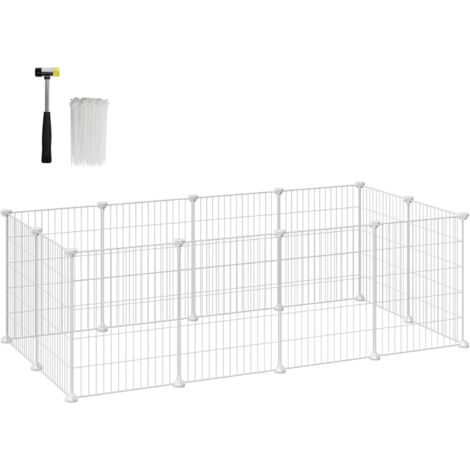 Enclos modulable, Clôture pour petits animaux, Cage pour hamsters, lapins, cochon d’Inde, maille métallique, avec maillet et serre-câbles, usage intérieur
