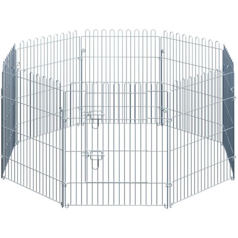 Enclos modulable pour chiots 8 éléments, 63x76 cm, robuste et sécurisé pour chiots et animaux domestiques.
