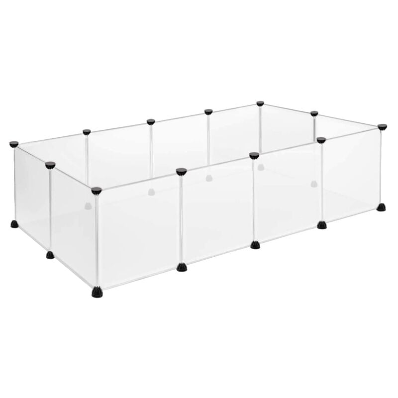 Enclos 12Pcs Parc 145x75x48cm Parc pour chiots Parc blanc Enclos pour petits animaux 35x45cm par pièce Enclos DIY Extensible sans porte NAIZY